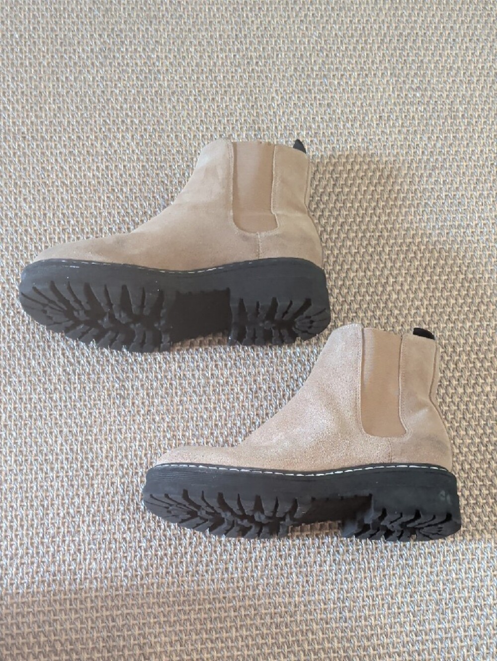 Marc Fisher Taupe Suede Chelsea Lug Booties - Picture 4 of 5